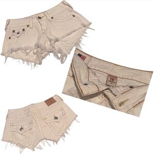 TRUE RELIGION JOEY CUT OFF DENIM SHORTS